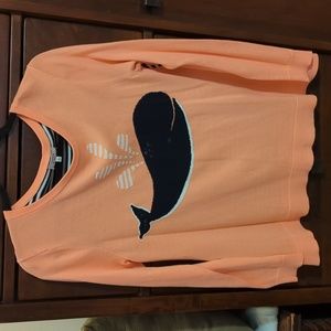 Crown & Ivy Coral Sweater with Whale. Size Small.  Excellent condition.